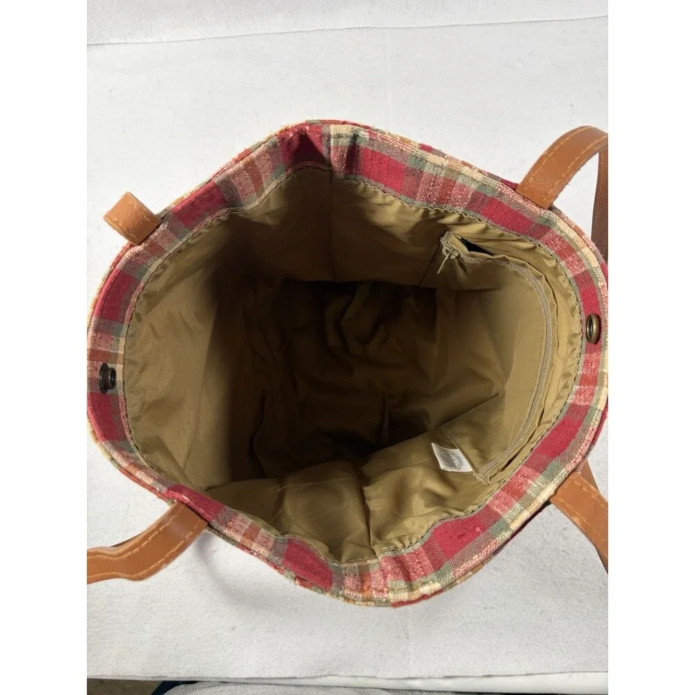 Vintage Longaberger Plaid Tote/Purse Shoulder Strap 2 Interior Pockets USA